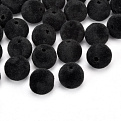Бусина бархатная, Круглая, 10 мм, Черная (BUS-060186)