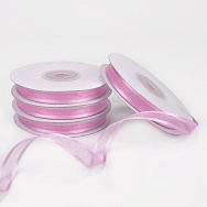 Лента из органзы с атласным кантом, 10 мм, Розовая (LEN-056778)