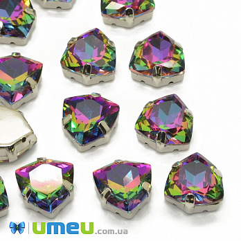 Шатон трілліант К9 12,5х12 мм, Темне срібло, Різнобарвний (KAB-041009)