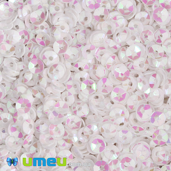 Паєтки Індія чаша, 4 мм, Білі АВ (PAI-051136)