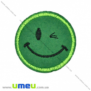 Термоаппликация Смайлик, 4,5 см, Зеленая (APL-017473)