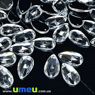 Пришивной кристалл пласт. Капля граненая, 20х12 мм, Белый (KAB-030608)