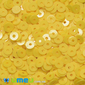 Паєтки Індія круглі плоскі, 4 мм, Жовті (PAI-037647)