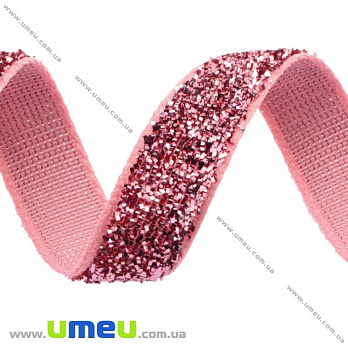 Стрічка оксамитова з люрексом, 10 мм, Рожева (LEN-017379)