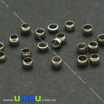 Бусины Стопперы, 2 мм, Круглые, Темное серебро (BUS-003680)