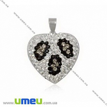 Підвіска з срібла 925 з кристалами Preciosa, Серце біле, 24х24 мм (POD-005019)