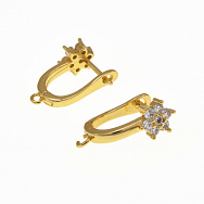 Швензи круглі, Латунь з покриттям 18 kt, Стрази куб. цирконій, 18х13х7 мм (OSN-060001)