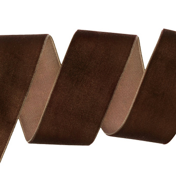 Лента бархатная, 38 мм, Коричневая (LEN-060956)