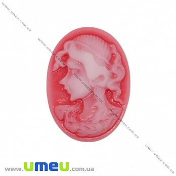 Кабошон з полімерної глини Камея, 25х18 мм, Червоний (KAB-003705)