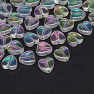 Бусины акриловые Сердце, 8,5х8,5 мм, Прозрачные АВ (BUS-059818)