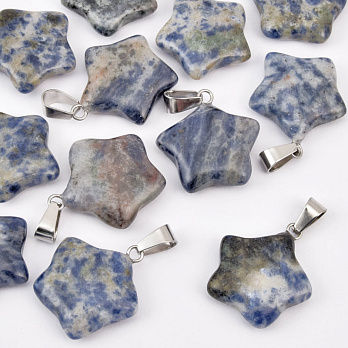 Подвеска Звезда, Натур. камень Содалит, 23х20 мм (POD-011988)