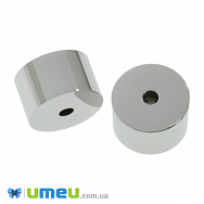 Намистина з нержавіючої сталі Кругла плоска, 8х8 мм, Темне срібло (STL-044584)