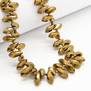 Намистини скляні, Крапля гранована, 12х6 мм, Золотисті (BUS-052186)