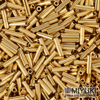 Бисер Miyuki Стеклярус 6 мм BGL2-191, Позолота 24 kt (BIS-053290)