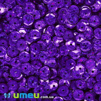 Пайетки Китай круглые граненые, 6,5 мм, Фиолетовые (PAI-048064)