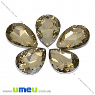 Риволи стеклянный, Капля граненая, 18х13 мм, Бежевый (KAB-009449)