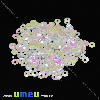 Паєтки Китай круглі грановані, 4 мм, Білі АВ (PAI-013164)