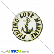 Кабошон стекл. с принтом Морской якорь, 16 мм, Круглый (KAB-017668)