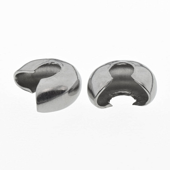 Намистина затискна кримп з нержавіючої сталі, 6,5х5,8 мм, Темне срібло (STL-059475)