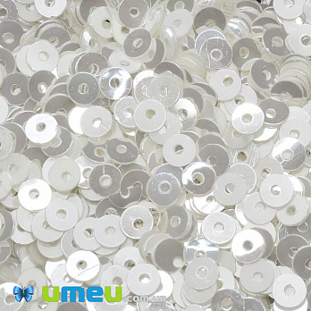 Пайетки Индия круглые плоские, 4 мм, Белые (PAI-037597)