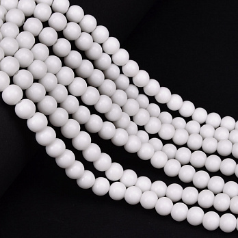 Бусины Мрамор белый, Синт. камень, 6,5 мм, Круглые (BUS-051865)