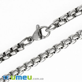 Основа на шию з нерж. ст., Темне срібло, 4 мм, 50 см (STL-049635)