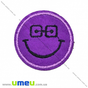 Термоаппликация Смайлик, 4,5 см, Фиолетовая (APL-017474)