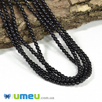 Намистини чеське скло Preciosa Перли 3 мм 70449, Чорні (BUS-040255)