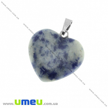 Подвеска Сердце из натурального камня, Содалит, 28х20 мм (POD-023909)