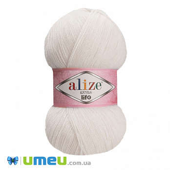 Пряжа Alize Extra Life 100 г, 480 м, Молочная 928 (YAR-038421)