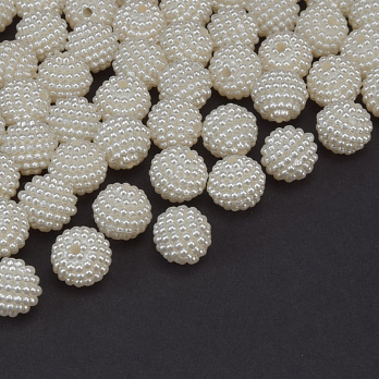 Бусины пластиковые Ежевика, Круглые Жемчуг, 10 мм, Молочные (BUS-059610)