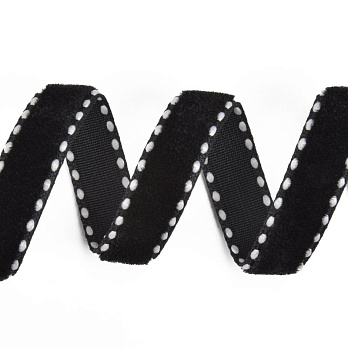 Стрічка оксамитова з кантом, 10 мм, Чорна (LEN-060569)