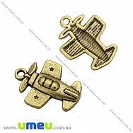 Подвеска метал. Самолётик, 20х15 мм, Античное золото (POD-001910)