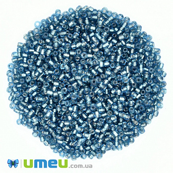 Бисер китайский средний, 8/0, Голубой блестящий, 3 мм (BIS-037670)