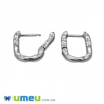 Сережки Huggie, Латунь з покриттям Родій, 16х12х2,5 мм (OSN-047297)