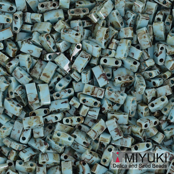 Бисер японский Miyuki HALF TILA №4514, 5х2,3 мм, Бирюзовый Пикассо  (BIS-053253)