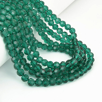 Бусины круглые граненые, 6 мм, Изумрудные (BUS-057320)