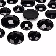 Кабошони пластикові, Круглі грановані, 12-18 мм, Мікс чорний (KAB-055139)