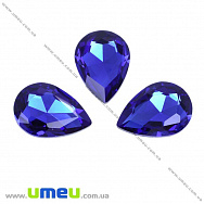 Риволи стеклянный, Капля граненая, 25х18 мм, Синий (KAB-010545)