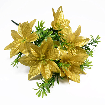 Букет пуансетії, 33 см, Золотистий (DIF-052632)