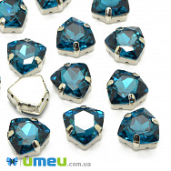Шатон трілліант К9 12,5х12 мм, Темне срібло, Бірюзовий (KAB-041011)