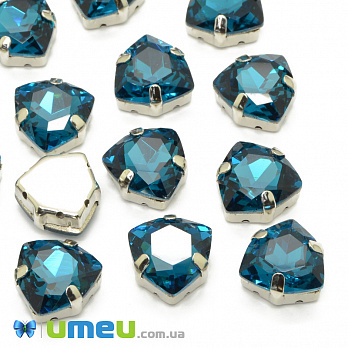 Шатон триллиант К9 12,5х12 мм, Темное серебро, Бирюзовый (KAB-041011)