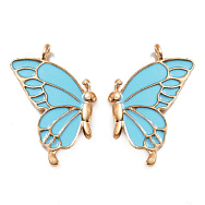 Подвеска метал. Бабочка парная голубая, 34х32 мм, Золото (POD-053762)