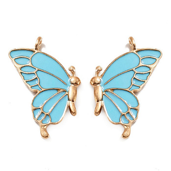 Підвіска метал. Метелик парний блакитний, 34х32 мм, Золото (POD-053762)