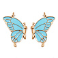 Подвеска метал. Бабочка парная голубая, 34х32 мм, Золото (POD-053762)