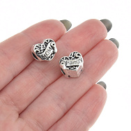 Бусины мет. Сердце, 11х10х10 мм, Античное серебро (BUS-005744)