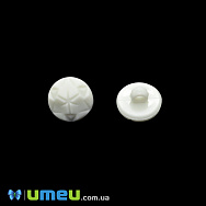 Пуговица пластиковая на ножке Круглая граненная, 13 мм, Белая (PUG-046479)