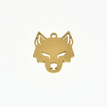 Підвіска з нерж. сталі Вовк, 16х15 мм, Золото (STL-060707)