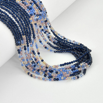 Бусины круглые граненые, 2 мм, Микс разноцветный (BUS-057366)