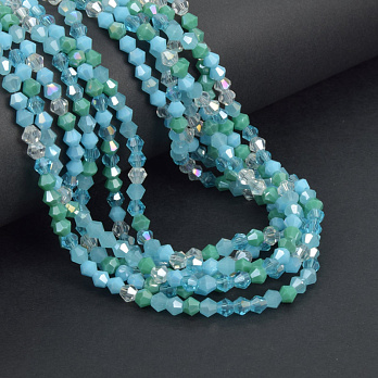 Бусины Биконус, 4,5х4 мм, Микс голубой (BUS-057424)